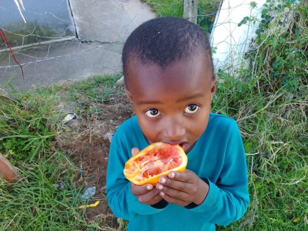 Child with fresh fruit