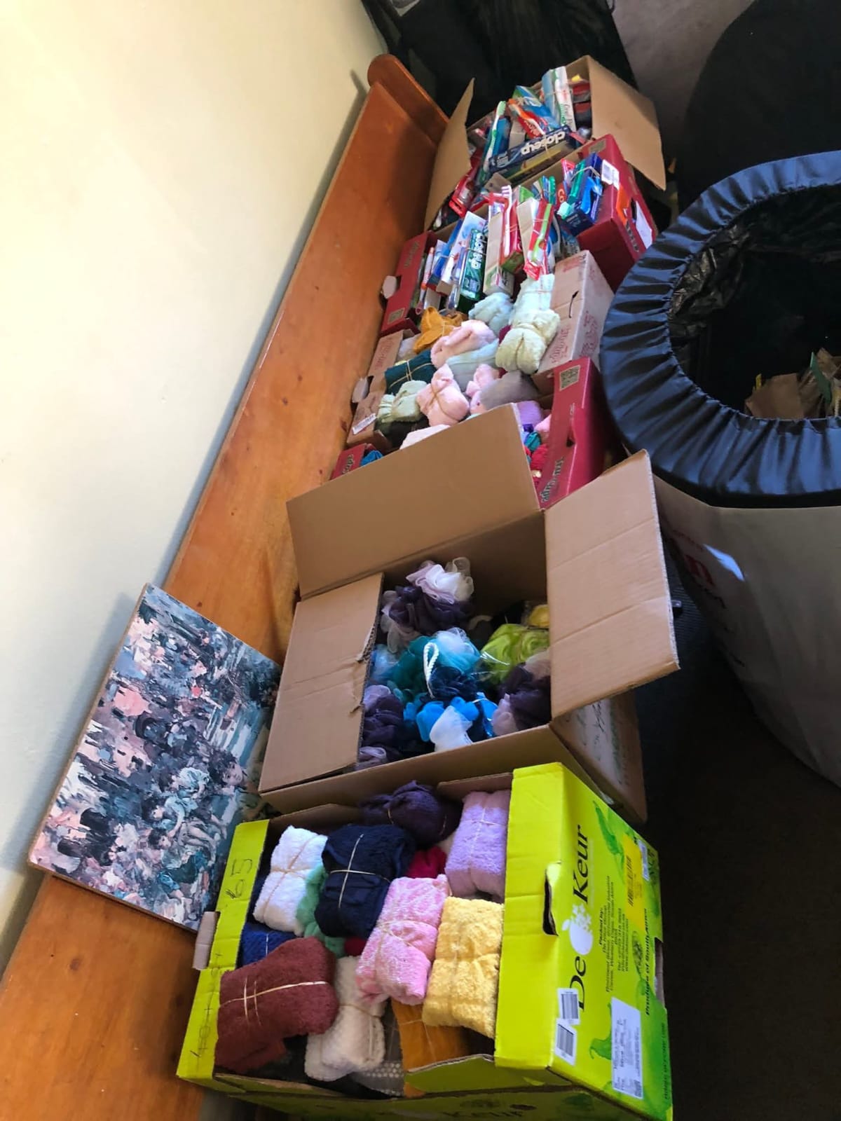Donated clothing and toiletries