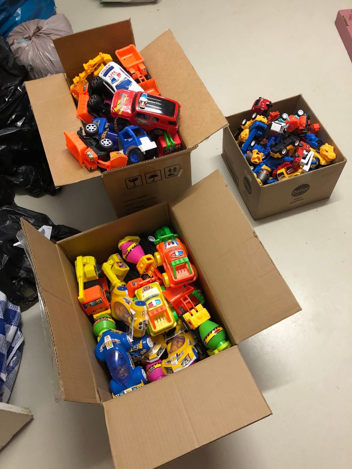Donated toy vehicles